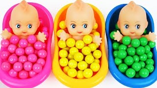 Learn Colors Surprise Toys Baby Doll Bubble Gum Bath Time Finger Family Song Nursery Rhymes For Kids