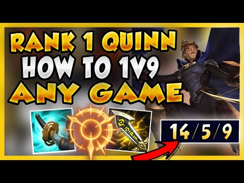RANK 1 QUINN HOW TO 1V9 *ANY* GAME TOPLANE AND HARD CARRY (STOMPING SHEN) - League of Legends