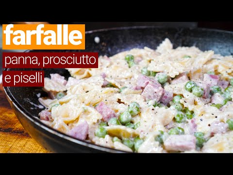 Farfalle panna prosciutto e piselli, classica ricetta anni 80