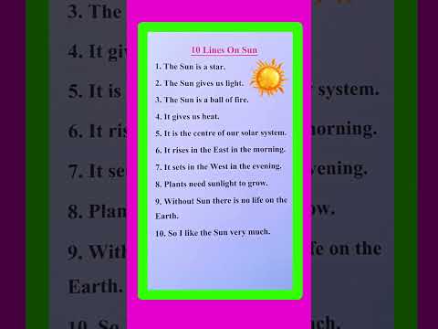 10 Lines On The Sun in English/The Sun Essay in English/Essay On The Sun in English/Essay On Sun