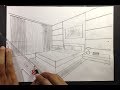 How to Draw a Simple Bedroom in Two Point Perspective #2