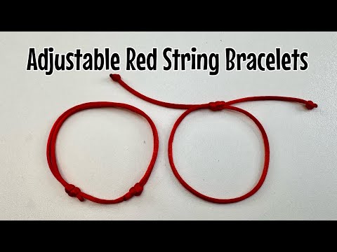 2 x simple red string bracelets! Adjustable sliding knot bracelets