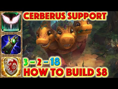 SMITE HOW TO BUILD CERBERUS - Dino-Mighty Cerberus Skin Showcase + Cerberus Support Build + Gameplay
