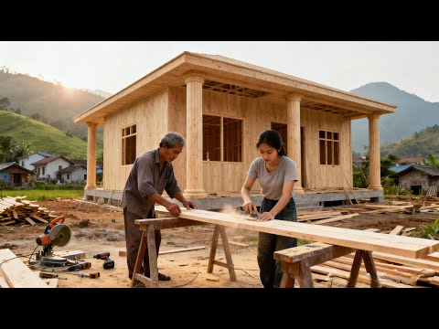The father and son transformed old wooden posts into a wooden house in 137 days | By@lttivi