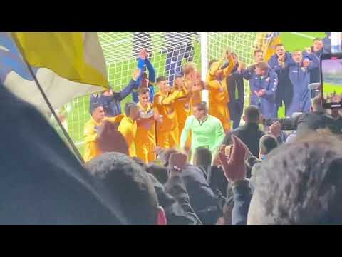 Stefano Turati (Goalkeeper Frosinone) crazy celebration with the fans