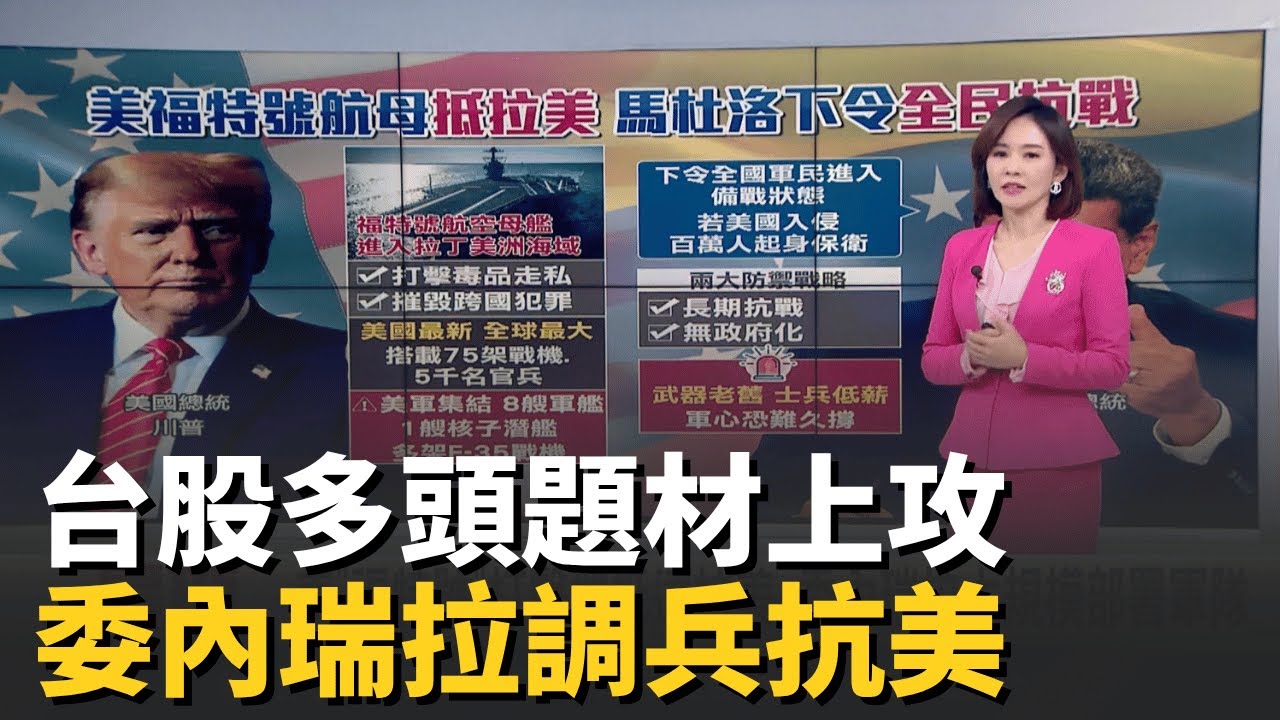 PCB.被動元件領軍上攻 台股回神重返二萬八 美最大軍艦抵拉美 委內瑞拉令20萬兵力防範│國際關鍵字20251112│三立iNEWS
