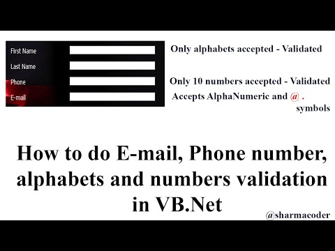 How to do Email and Phone number validation in VB NET | Alphabets Numbers and AlphaNumeric in VB