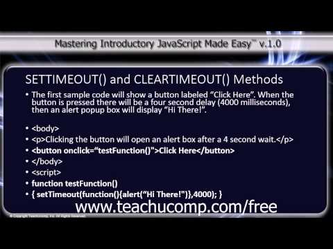 Javascript Training Tutorial Settimeout And Cleartimeout Methods