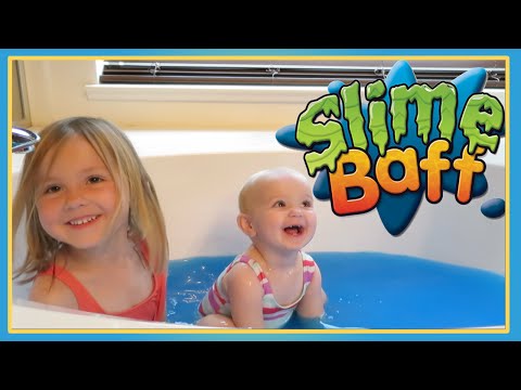 😨 BABY IN A SLIME BAFF - squishy slime filled bathtub! Video