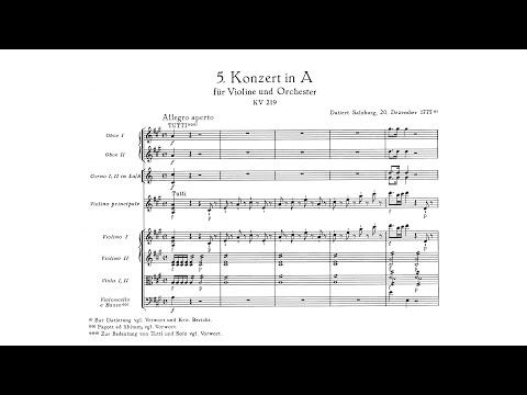 Mozart: Violin Concerto No. 5 in A major, K. 219 "Turkish" (with Score)