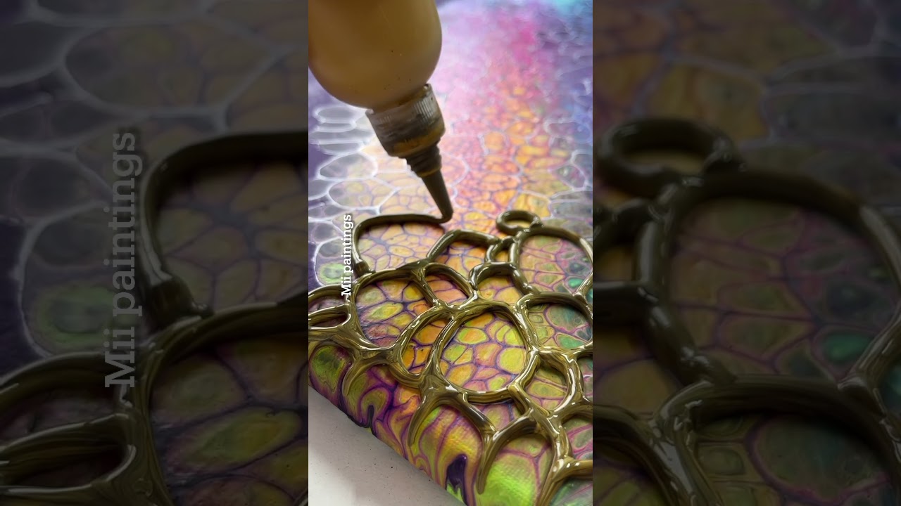 Wow! 3D cells on acrylic pour!