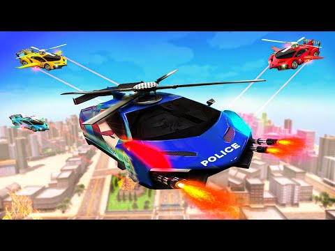 Flying Limo Police Helicopter Car Robot Games#01
