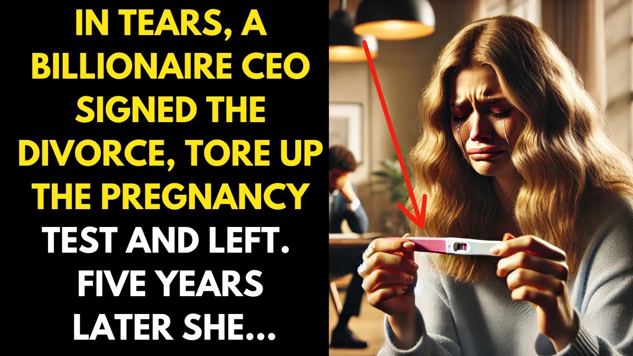 In Tears the Billionaire CEO Signed the Divorce,Tore up The Pregnancy Test and Left.Five Years Later