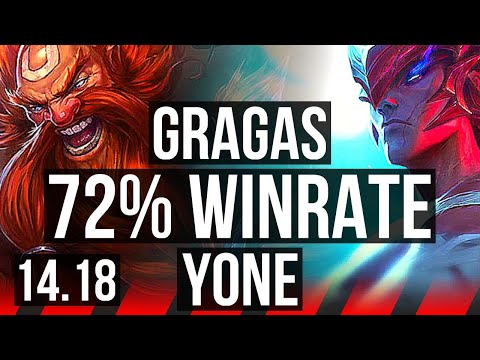 GRAGAS vs YONE (TOP) | 72% winrate, 9/3/14 | EUW Master | 14.18