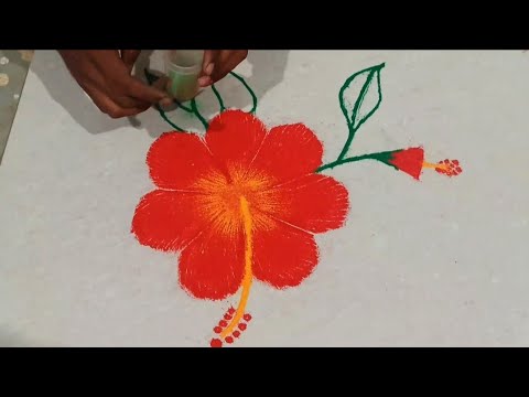 hibiscus flowers rongoli design | hibiscus flowers design by | trilochan rongoli #flowerrongoli