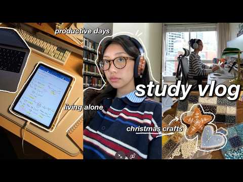 study vlog ☁️ productive days in my life as a college student, christmas crafts & lots of cooking