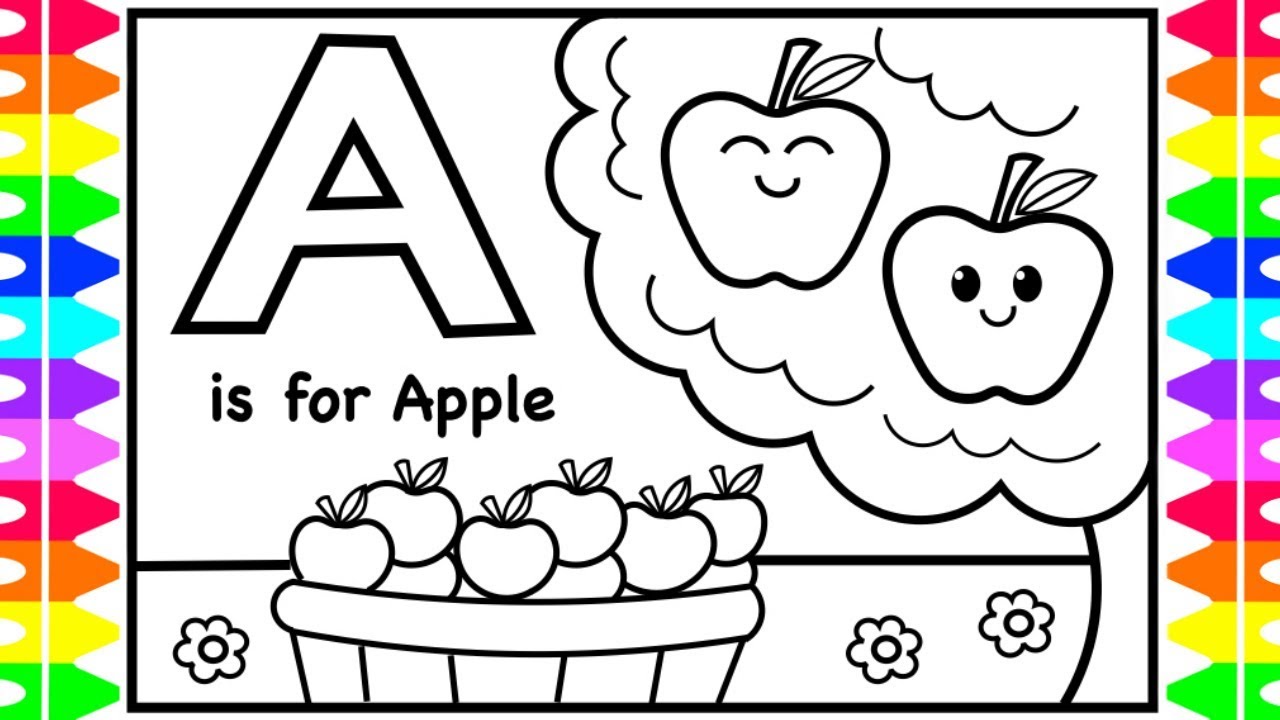Coloring Alphabets for Kids | A is for Apple Coloring Page | ABC Coloring Pages Kids | Fun Coloring