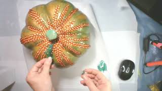Acrylic Pour Pumpkin Part 3 - Adding Resin Leaves - #YT100Challenge
