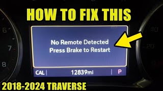 2018-2024 Chevrolet Traverse : How to Fix No Remote Detected Error - Key Pocket Location