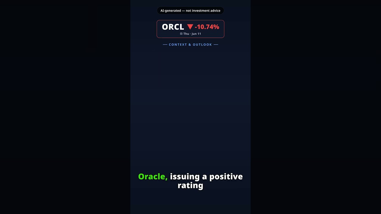 Why Is Oracle Stock Plunging Today? ORCL -10.74% (Jun 11) — Post Earnings Selloff