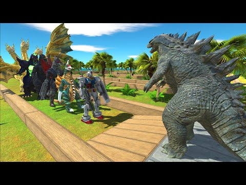 Godzilla 2014 Coconut island Death Run - Animal Revolt Battle Simulator