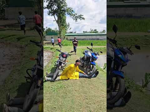 The boys came and lifted the motorcycle.959IM#funny