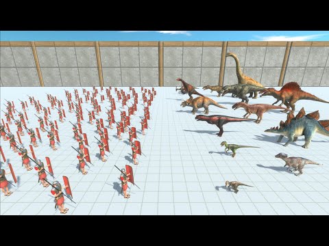 Dinosaurs Team vs 100 Humans - Animal Revolt Battle Simulator