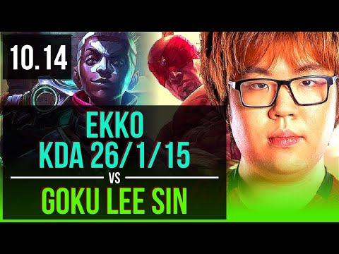 EKKO vs Goku LEE SIN (JUNGLE) | KDA 26/1/15, Quadrakill, Triple Kill | BR Challenger | v10.14