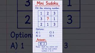 Mini Sudoku | Fill the Missing Number 🧩