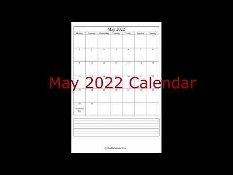 May 2022 Printable Calendar with holidays