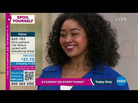 Nina Leonard TabSleeve Jacket with Drawstring Waist