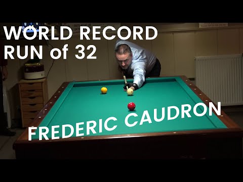 High Run of 32 World Record Frederic Caudron 3 Cushion Billiard