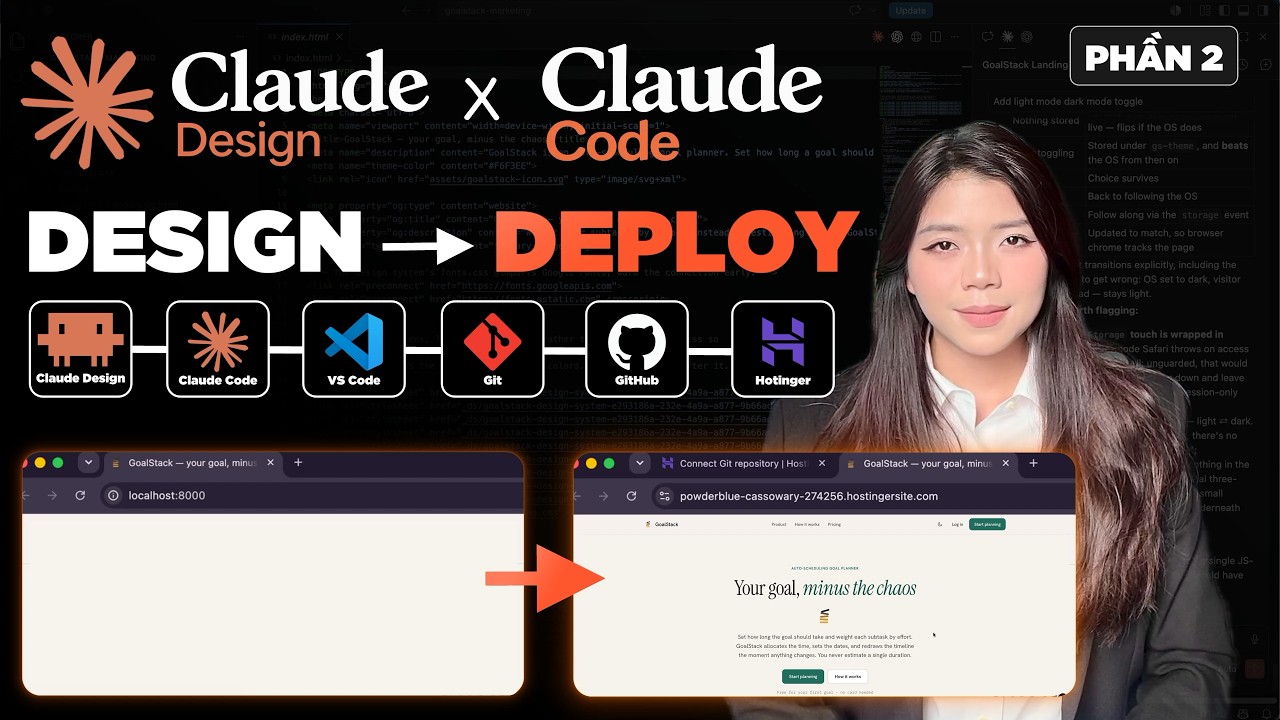 Claude Design x Claude Code: Hướng dẫn Thiết Kế, Code, Deploy Website Bằng AI (Part 2)