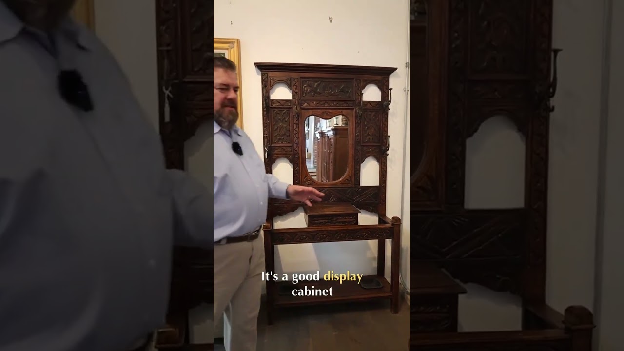 Antique Oak Coat Rack & Unique Cabinet: Vintage Charm!
