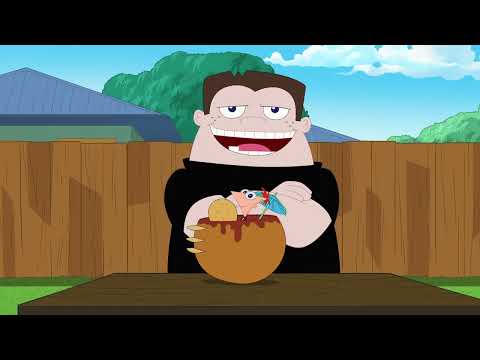 Phineas and Ferb trailer frame: the boys launch a backyard contraption as the pop-punk theme kicks in
