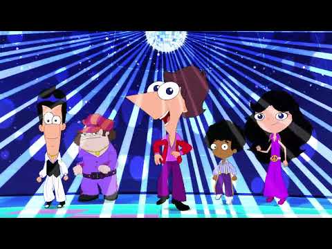 Trailer collage: Love Händel power chords, Candace mid-‘Busted’ hand move, and Ferb’s reggae mic stance