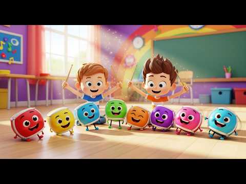 Acht Kleine Speelgoedtrommels Tik Tik Tik | Ritme Liedje & Tellen voor Peuters