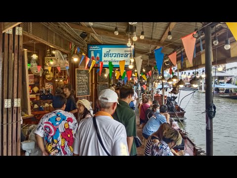 Um popular mercado ribeirinho na província de Samut Songkhram, Tailândia, Mercado Flutuante de Amphawa.