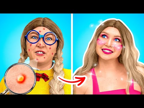 From UGLY NERD to POPULAR CHIC!! Extreme MAKEOVER for NERD! Beauty Struggles by La La Life Emoji