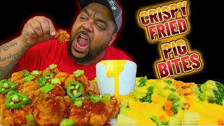 Crispy Crunchy Fried Pig Bites With A Spicy BBQ Kick & Cheesy Asian Melody!