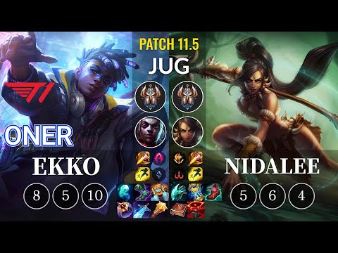 T1 Oner Ekko vs Nidalee Jungle - KR Patch 11.5