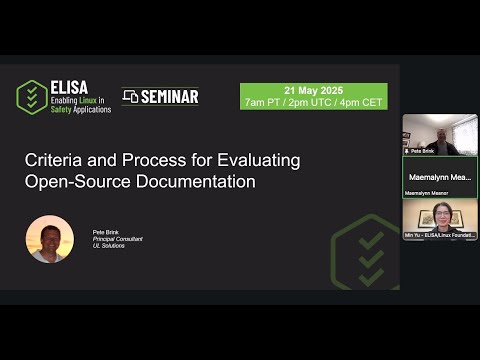 ELISA Seminar (May 2025) Criteria and Process for Evaluating Open Source Documentation
