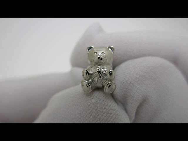 Срібний шарм для Pandora "Ведмедик" 123дф Відео огляд