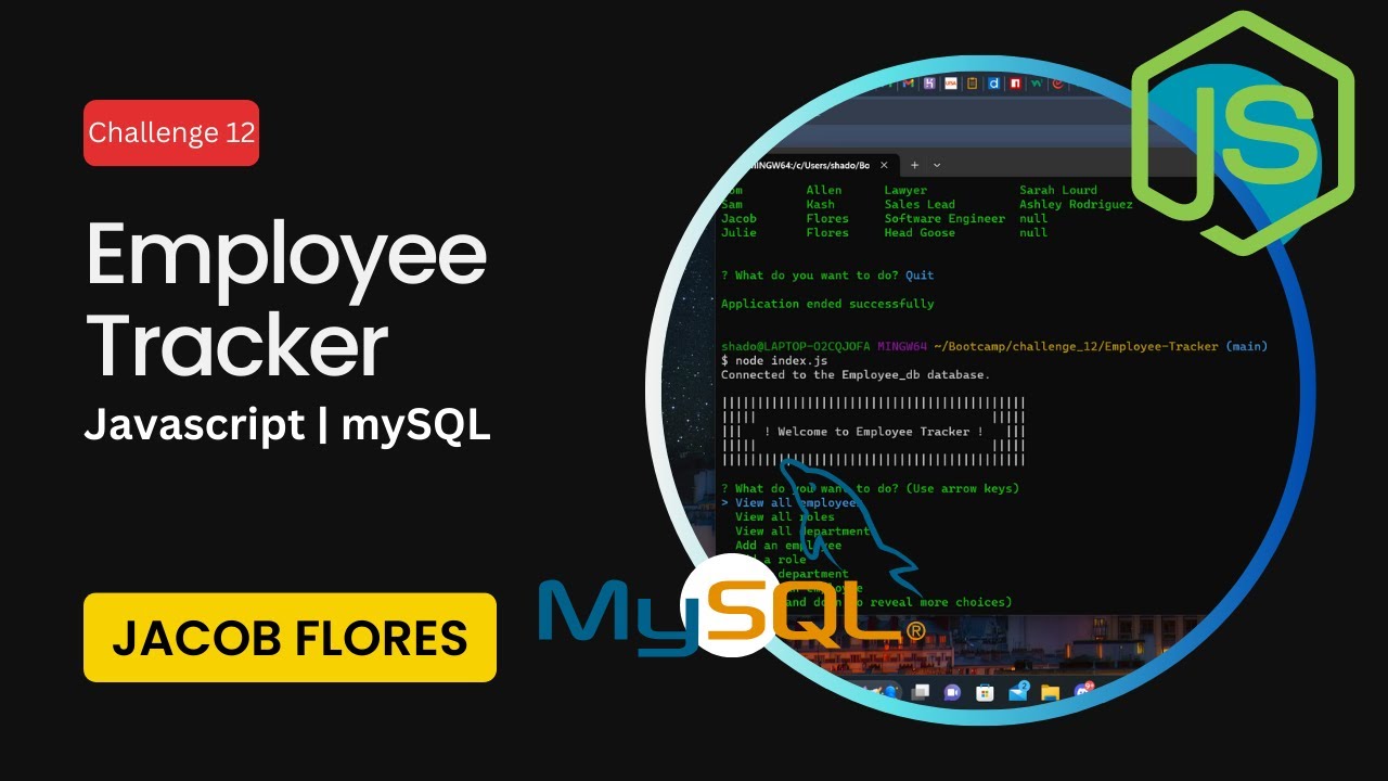 Employee Tracker - Command line application made with Node JS & mySQL