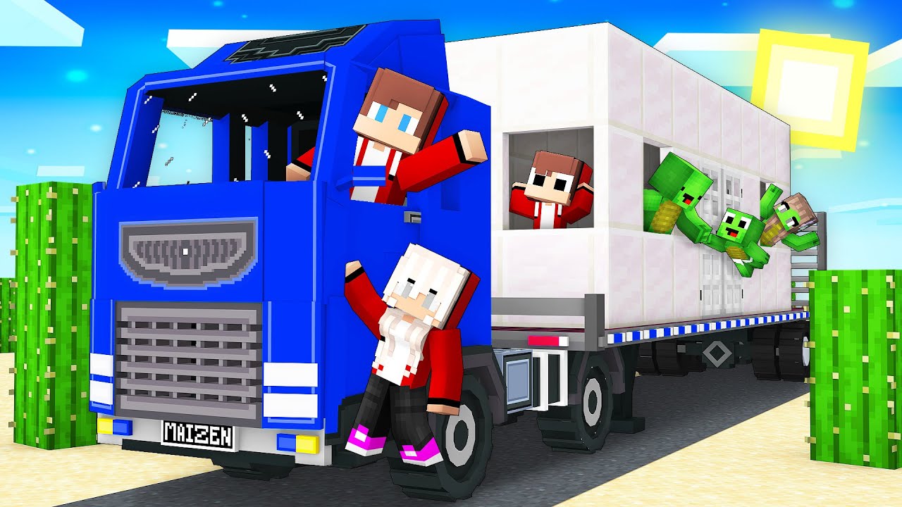 Mikey Family and JJ Family Survive Their First TRUCK TRIP in Minecraft (Maizen)