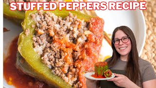 Easy Stuffed Peppers Recipe - Ground Beef and Rice - Freezer friendly recipe!