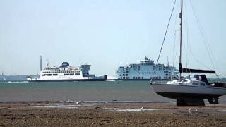 Two Isle of Wight ferries passing each other