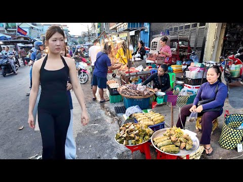 Amazing! Walking Tour in CAMBODIAN Street Food 2025 - Explore Toul Tom Poung Food Market Tour
