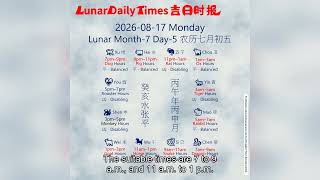Lunar Calendar Insights | August 17 2026 | Auspicious Hours & Daily Wisdom by Lunar Daily Times