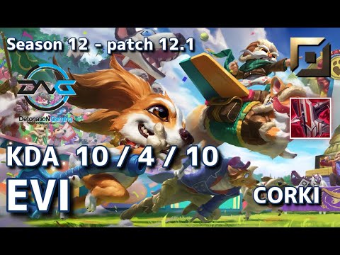 【KRサーバー/D1】DFM Evi コーキ(Corki) VS ルル(Lulu) TOP - Patch12.1 KR Ranked【LoL】
